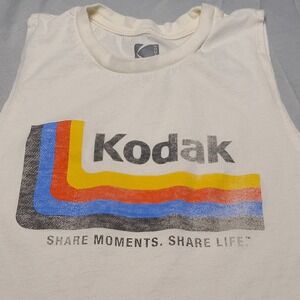 Kodak Graphic Muscle Tank Unisex Medium Off White Retro Logo Share Moments Tee